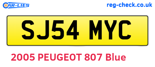 SJ54MYC are the vehicle registration plates.