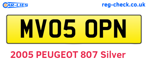 MV05OPN are the vehicle registration plates.