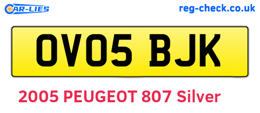 OV05BJK are the vehicle registration plates.
