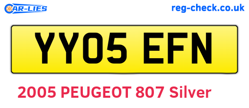 YY05EFN are the vehicle registration plates.