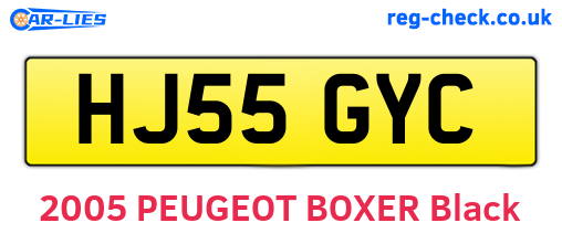 HJ55GYC are the vehicle registration plates.