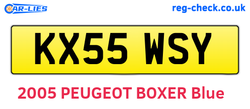 KX55WSY are the vehicle registration plates.