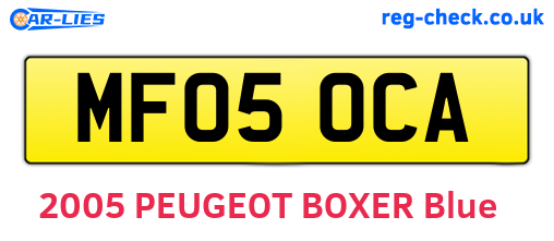 MF05OCA are the vehicle registration plates.