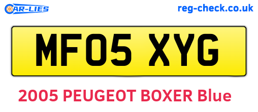 MF05XYG are the vehicle registration plates.