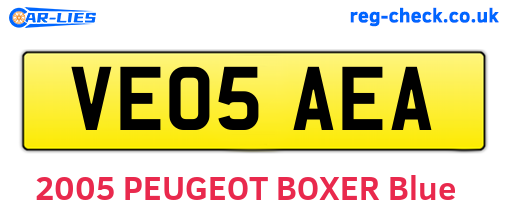 VE05AEA are the vehicle registration plates.