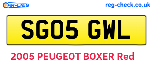 SG05GWL are the vehicle registration plates.
