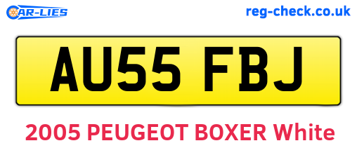 AU55FBJ are the vehicle registration plates.