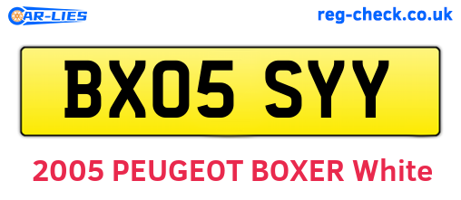 BX05SYY are the vehicle registration plates.