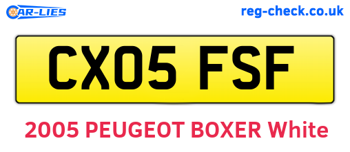 CX05FSF are the vehicle registration plates.