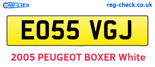 EO55VGJ are the vehicle registration plates.