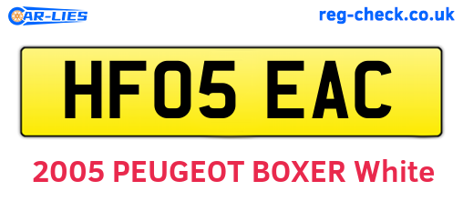 HF05EAC are the vehicle registration plates.