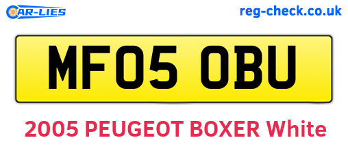 MF05OBU are the vehicle registration plates.