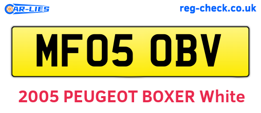 MF05OBV are the vehicle registration plates.