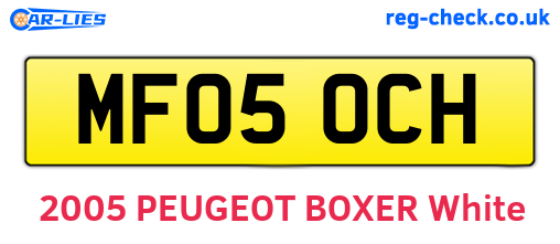 MF05OCH are the vehicle registration plates.