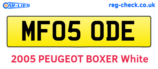 MF05ODE are the vehicle registration plates.