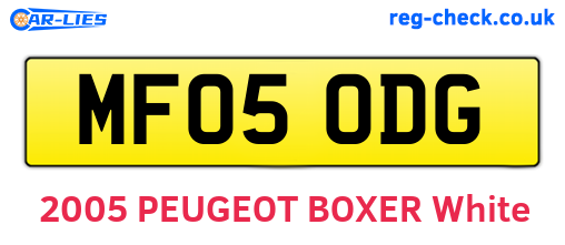 MF05ODG are the vehicle registration plates.