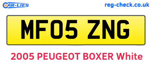 MF05ZNG are the vehicle registration plates.