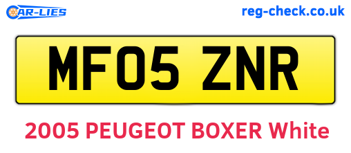 MF05ZNR are the vehicle registration plates.