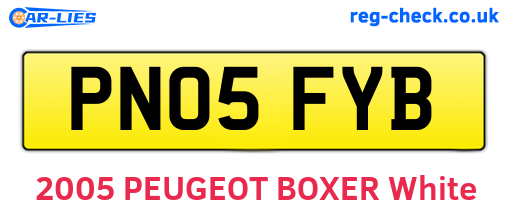 PN05FYB are the vehicle registration plates.