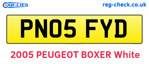 PN05FYD are the vehicle registration plates.
