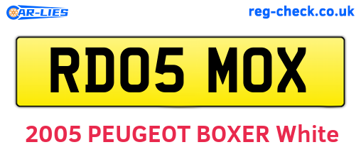 RD05MOX are the vehicle registration plates.