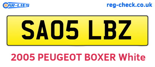 SA05LBZ are the vehicle registration plates.