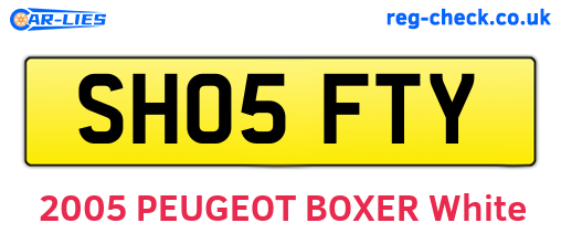 SH05FTY are the vehicle registration plates.