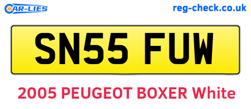 SN55FUW are the vehicle registration plates.