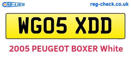 WG05XDD are the vehicle registration plates.