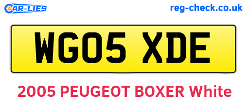 WG05XDE are the vehicle registration plates.