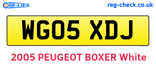 WG05XDJ are the vehicle registration plates.