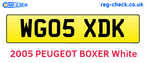 WG05XDK are the vehicle registration plates.