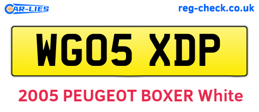 WG05XDP are the vehicle registration plates.