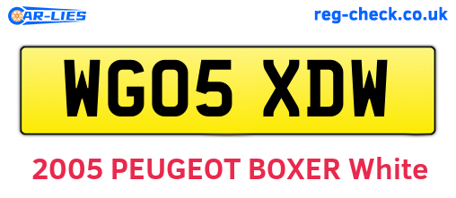 WG05XDW are the vehicle registration plates.