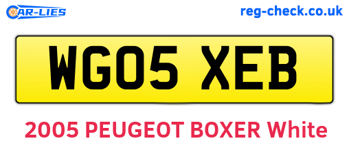 WG05XEB are the vehicle registration plates.