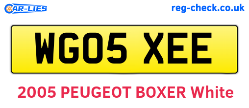 WG05XEE are the vehicle registration plates.