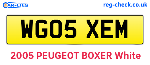 WG05XEM are the vehicle registration plates.