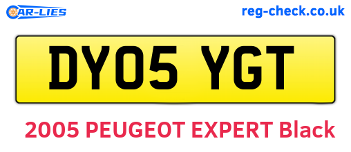 DY05YGT are the vehicle registration plates.