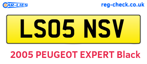 LS05NSV are the vehicle registration plates.
