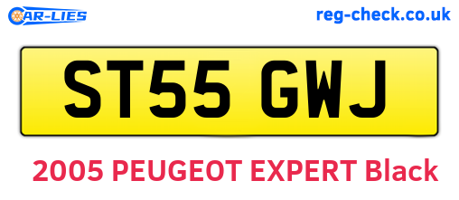 ST55GWJ are the vehicle registration plates.
