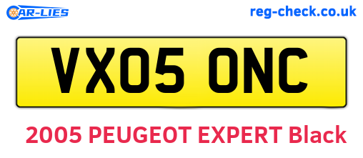 VX05ONC are the vehicle registration plates.