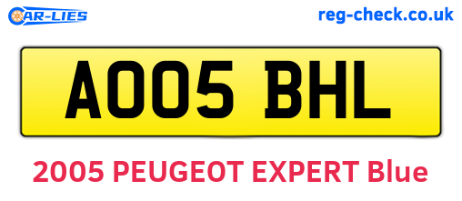 AO05BHL are the vehicle registration plates.