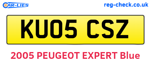 KU05CSZ are the vehicle registration plates.