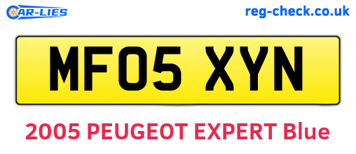 MF05XYN are the vehicle registration plates.