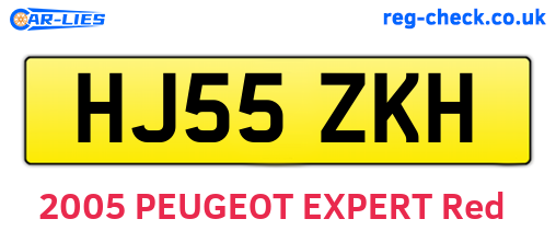 HJ55ZKH are the vehicle registration plates.