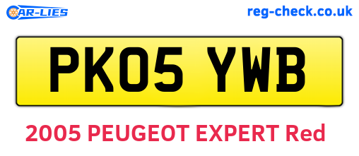 PK05YWB are the vehicle registration plates.