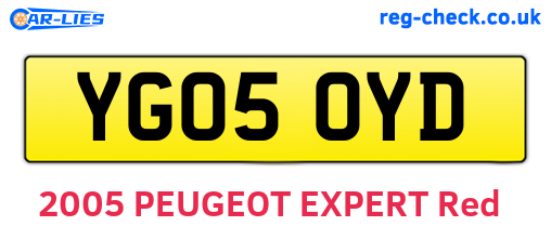 YG05OYD are the vehicle registration plates.