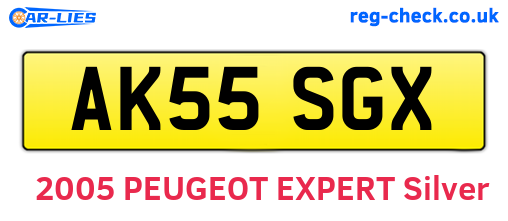 AK55SGX are the vehicle registration plates.