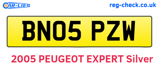 BN05PZW are the vehicle registration plates.