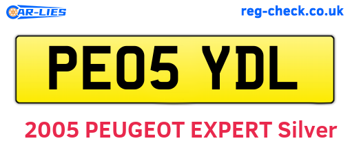 PE05YDL are the vehicle registration plates.